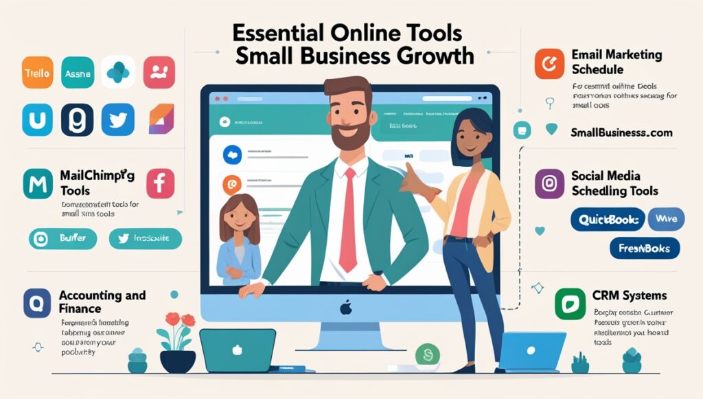 Online Tools for Small Business Growth Project Management Tools: Stay on Top of Your To-Do List Email Marketing Platforms: Keep Customers in the Loop Social Media Scheduling Tools: Show Up Consistently Accounting and Finance: Keep the Books Clean